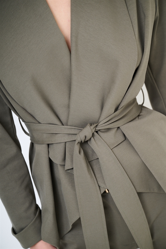 GIACCA KIMONO CON CINTURA IN PUNTO MILANO