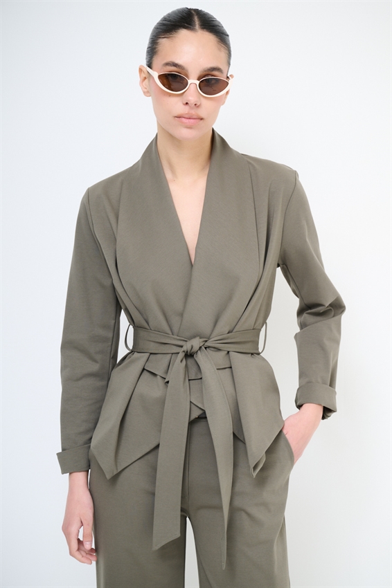 GIACCA KIMONO CON CINTURA IN PUNTO MILANO