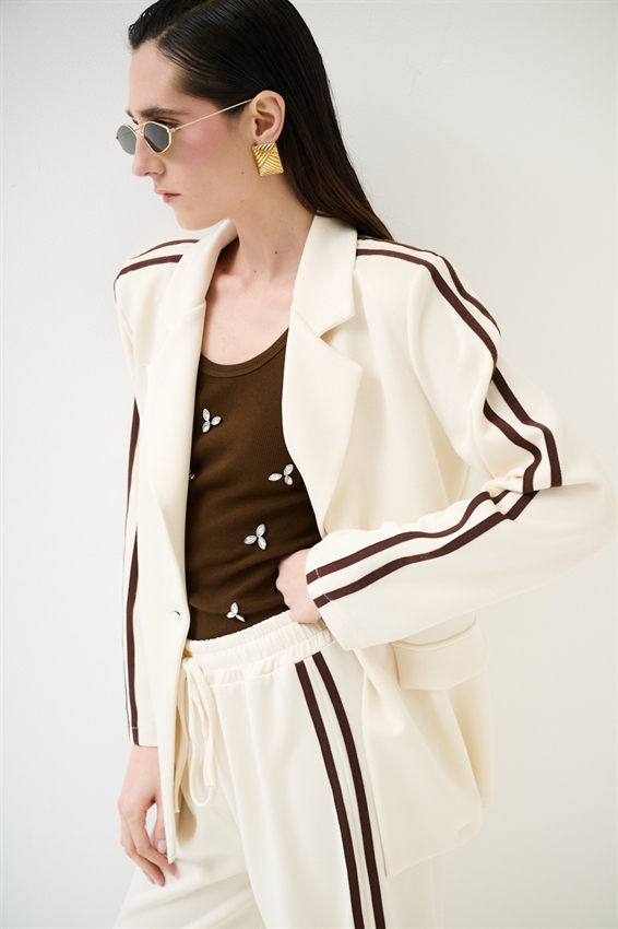 GIACCA MONOPETTO CON BANDE VISCOSA MODAL