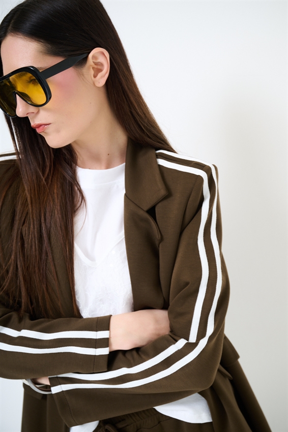 GIACCA MONOPETTO CON BANDE VISCOSA MODAL