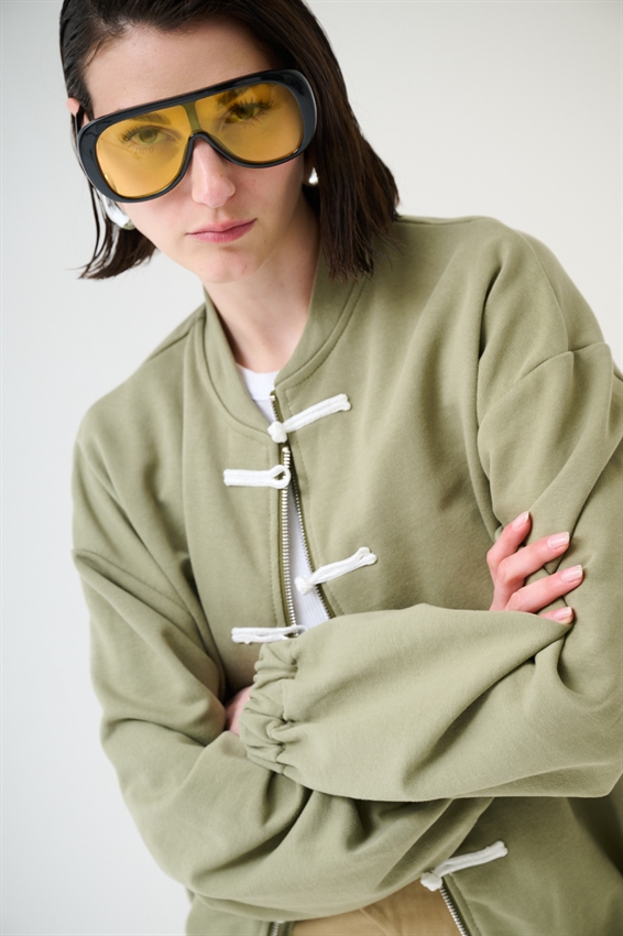 GIACCA FELPA ZIP CON DOPPIA CHIUSURA ALAMARI