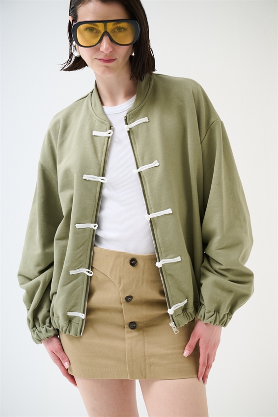 GIACCA FELPA ZIP CON DOPPIA CHIUSURA ALAMARI