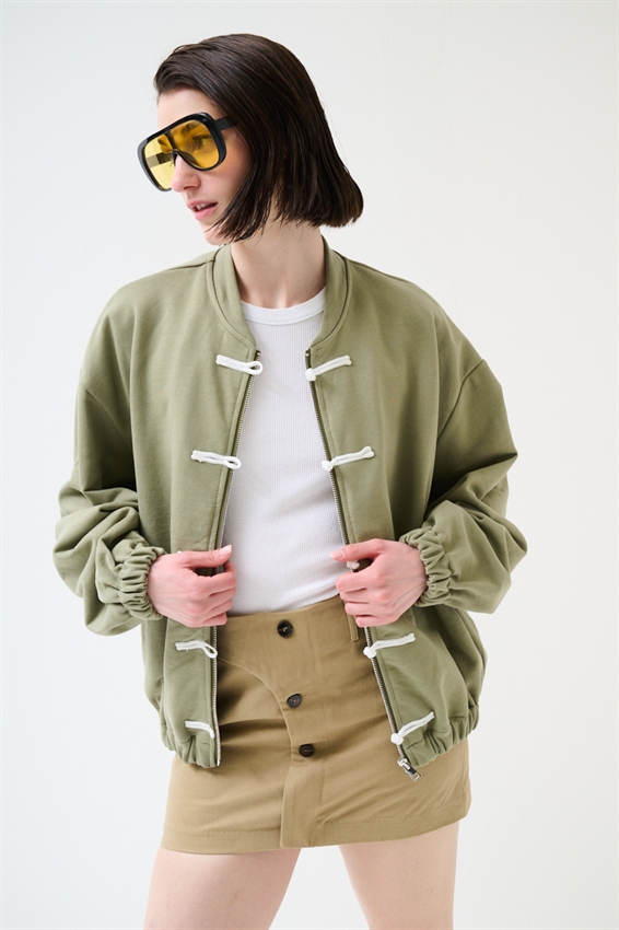 GIACCA FELPA ZIP CON DOPPIA CHIUSURA ALAMARI