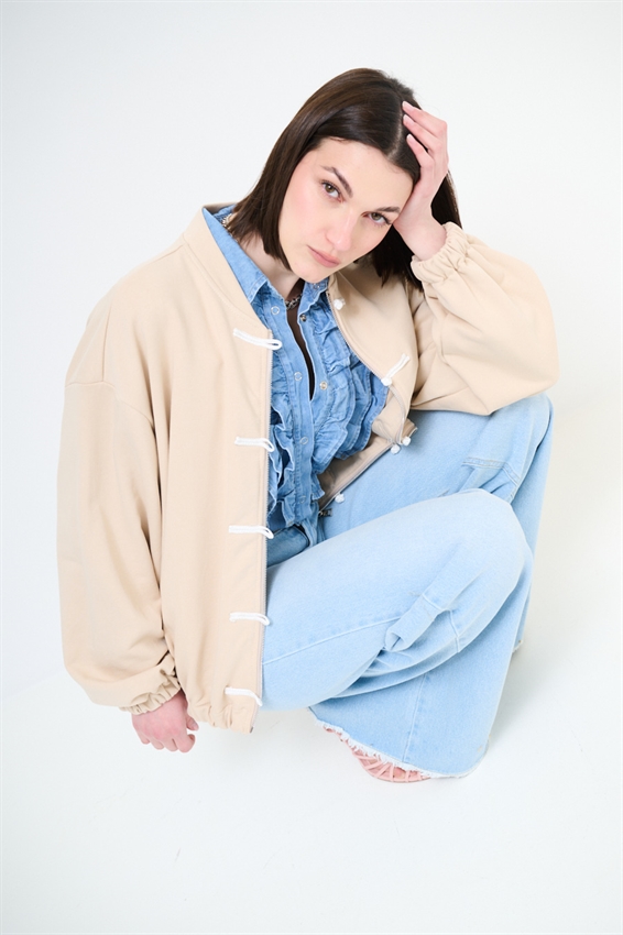 GIACCA FELPA ZIP CON DOPPIA CHIUSURA ALAMARI