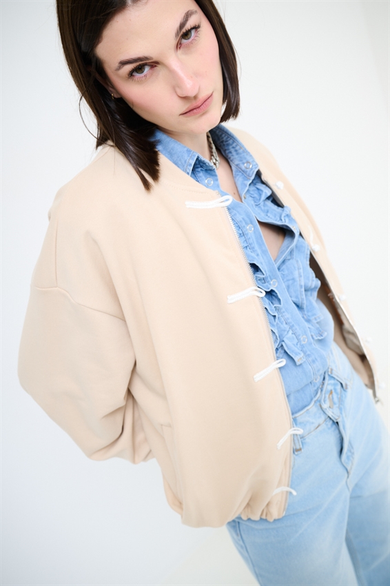 GIACCA FELPA ZIP CON DOPPIA CHIUSURA ALAMARI