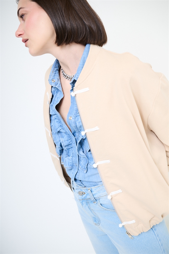 GIACCA FELPA ZIP CON DOPPIA CHIUSURA ALAMARI