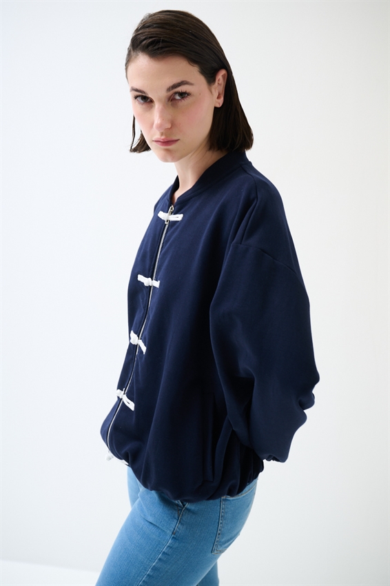 GIACCA FELPA ZIP CON DOPPIA CHIUSURA ALAMARI