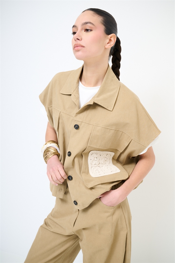 GILET OVER CON TASCONE A UNCINETTO