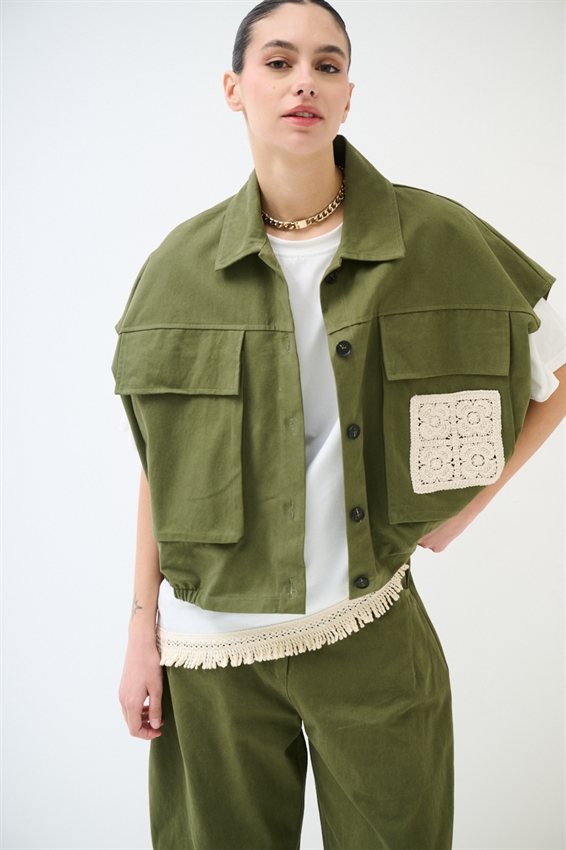 GILET OVER CON TASCONE A UNCINETTO