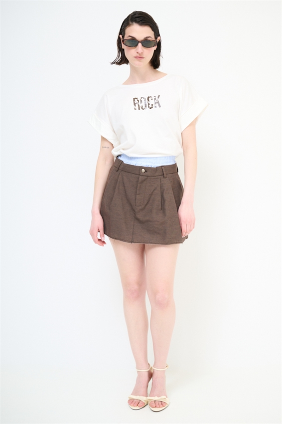 MINIGONNA CON FODERA RIGATA