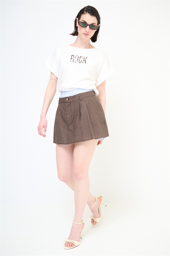 MINIGONNA CON FODERA RIGATA