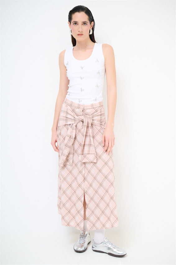 GONNA A QUADRI CON BOTTONI DAVANTI