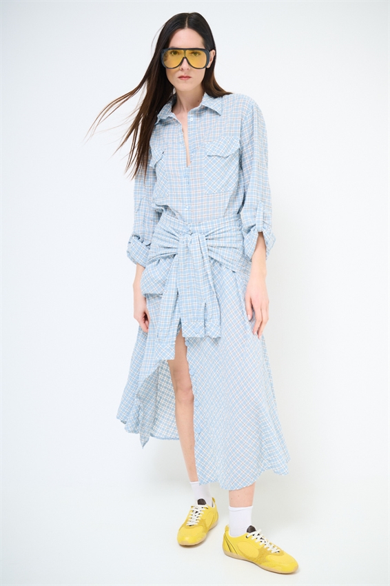 GONNA A QUADRI CON BOTTONI DAVANTI