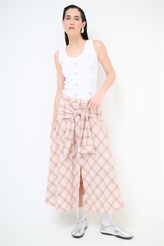 GONNA A QUADRI CON BOTTONI DAVANTI