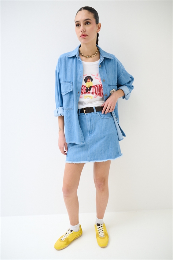 MINIGONNA IN DENIM CON TERMO ADESIVO