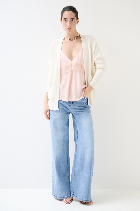 JEANS A PALAZZO CON BORCHIE