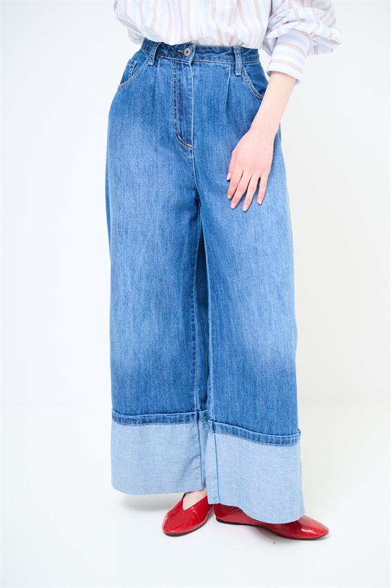 JEANS DRITTO CON RISVOLTO SUL FONDO