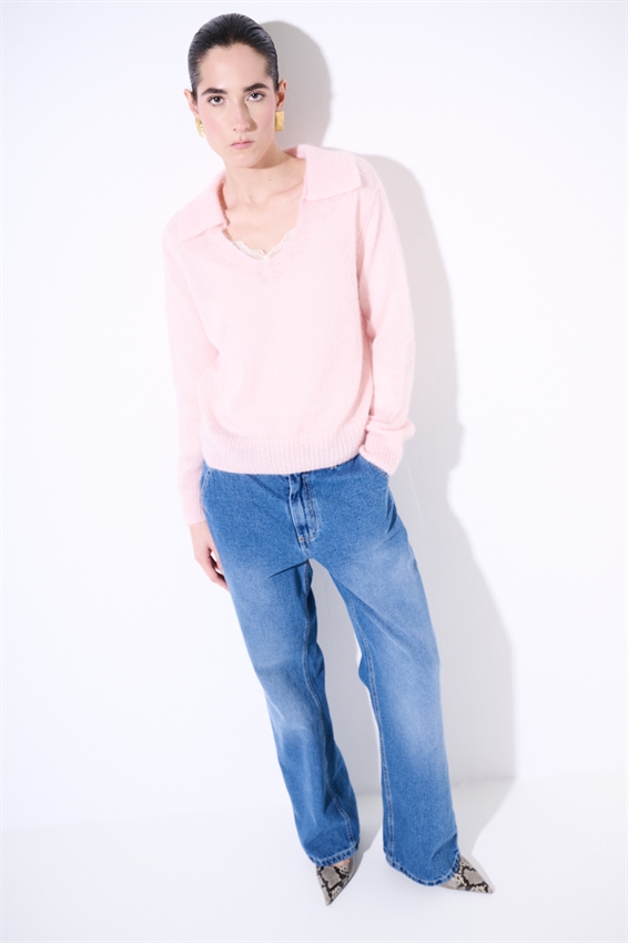 MAGLIA SCOLLO A V IN MISTO MOHAIR