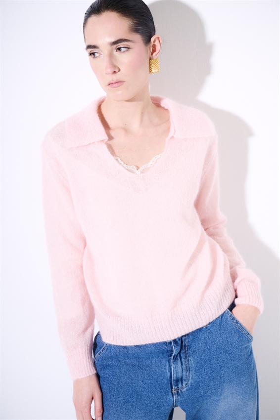 MAGLIA SCOLLO A V IN MISTO MOHAIR