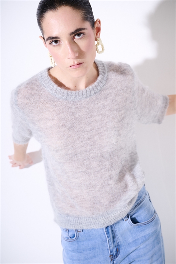 MAGLIA PARICOLLO IN MISTO MOHAIR A MEZZA MANICA