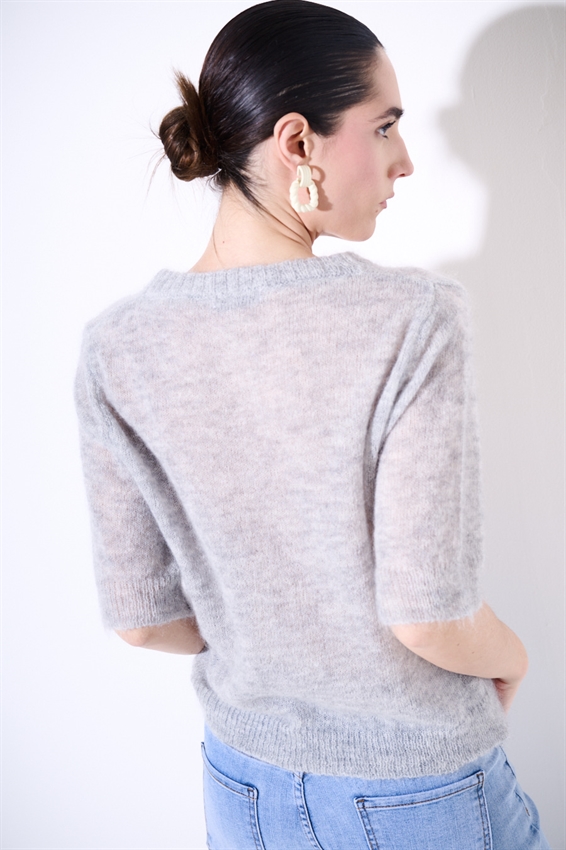 MAGLIA PARICOLLO IN MISTO MOHAIR A MEZZA MANICA