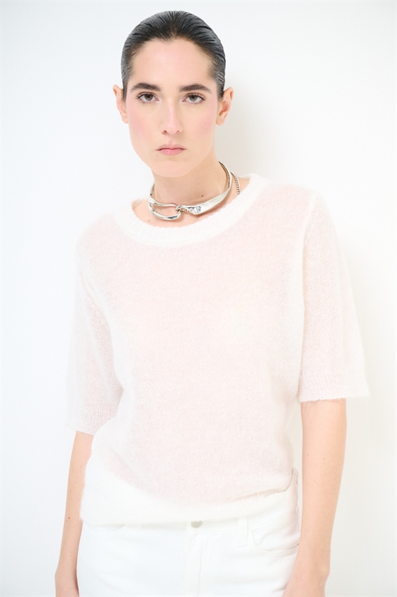 MAGLIA PARICOLLO IN MISTO MOHAIR A MEZZA MANICA