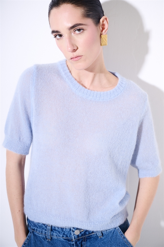 MAGLIA PARICOLLO IN MISTO MOHAIR A MEZZA MANICA