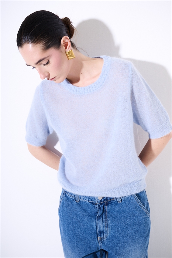 MAGLIA PARICOLLO IN MISTO MOHAIR A MEZZA MANICA