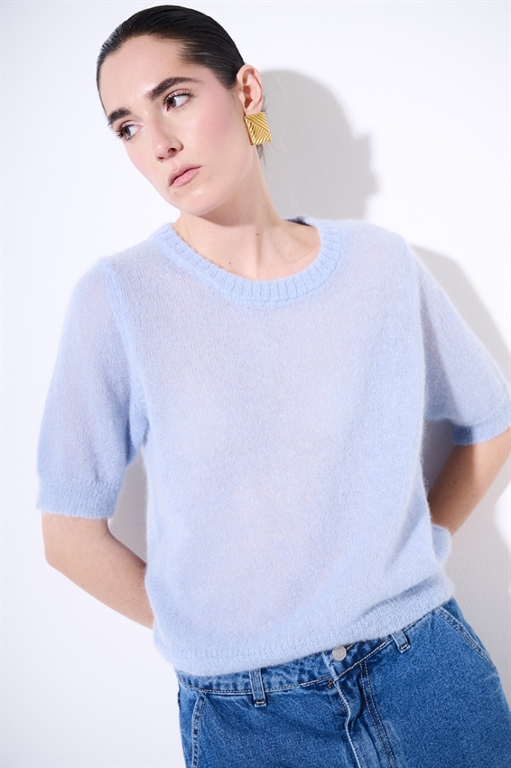 MAGLIA PARICOLLO IN MISTO MOHAIR A MEZZA MANICA