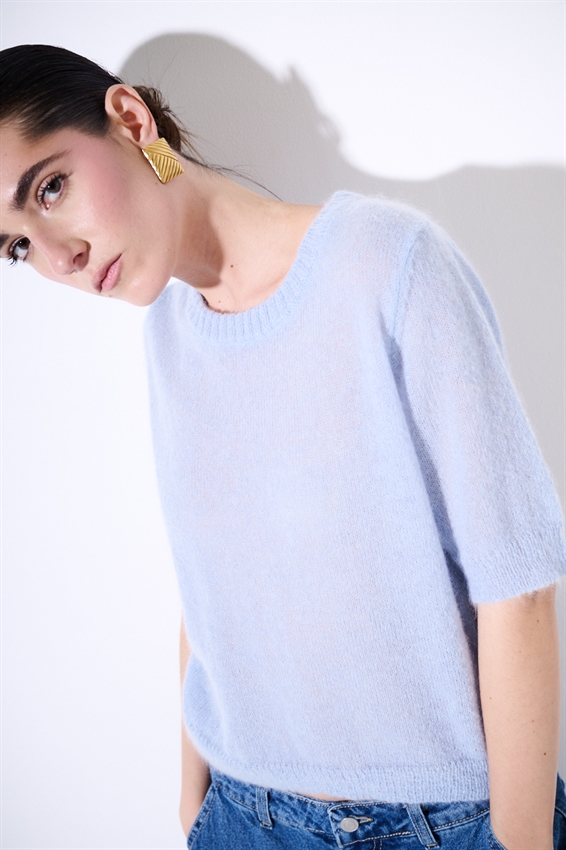 MAGLIA PARICOLLO IN MISTO MOHAIR A MEZZA MANICA