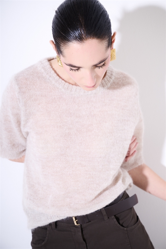 MAGLIA PARICOLLO IN MISTO MOHAIR A MEZZA MANICA