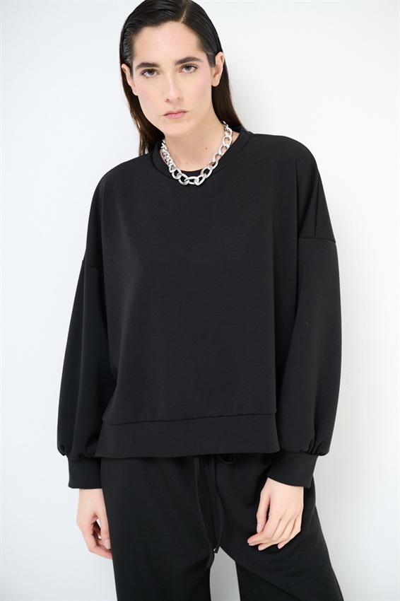 FELPA PARICOLLO OVERSIZE CON SPACCHI IN MODAL