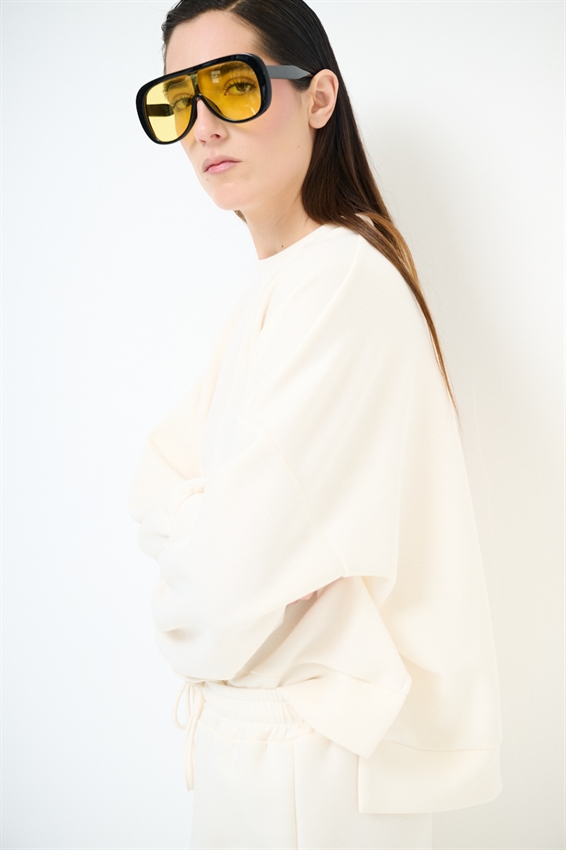 FELPA PARICOLLO OVERSIZE CON SPACCHI IN MODAL