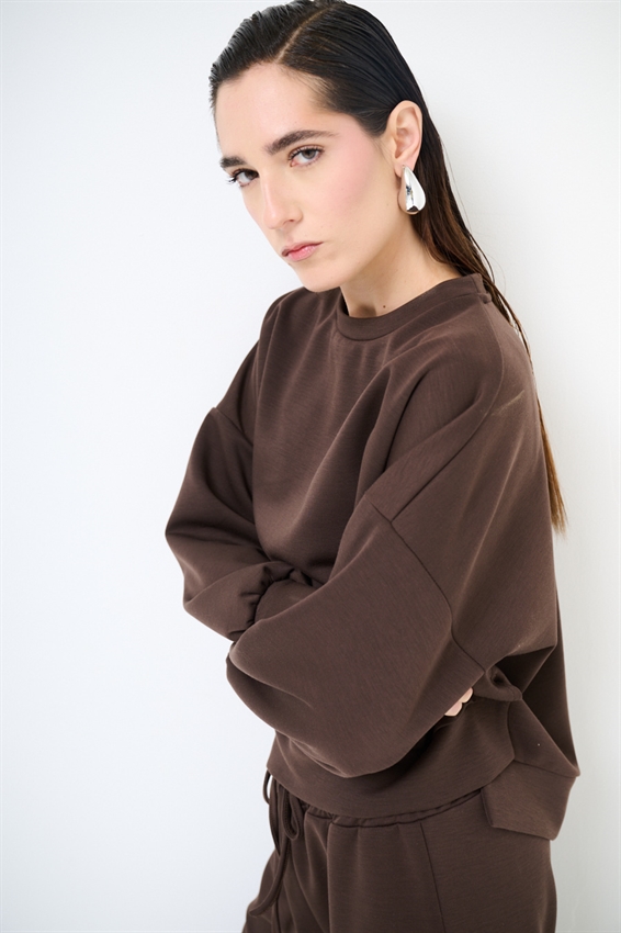 FELPA PARICOLLO OVERSIZE CON SPACCHI IN MODAL