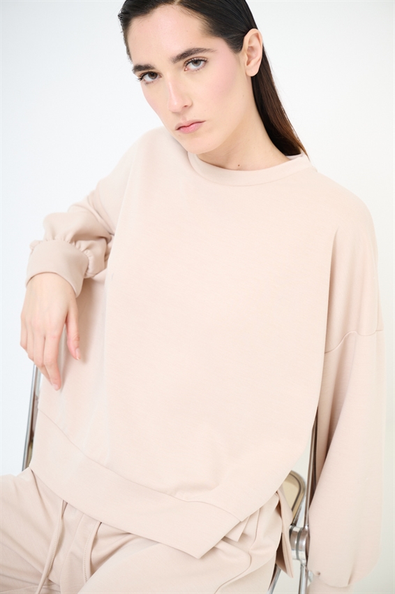 FELPA PARICOLLO OVERSIZE CON SPACCHI IN MODAL