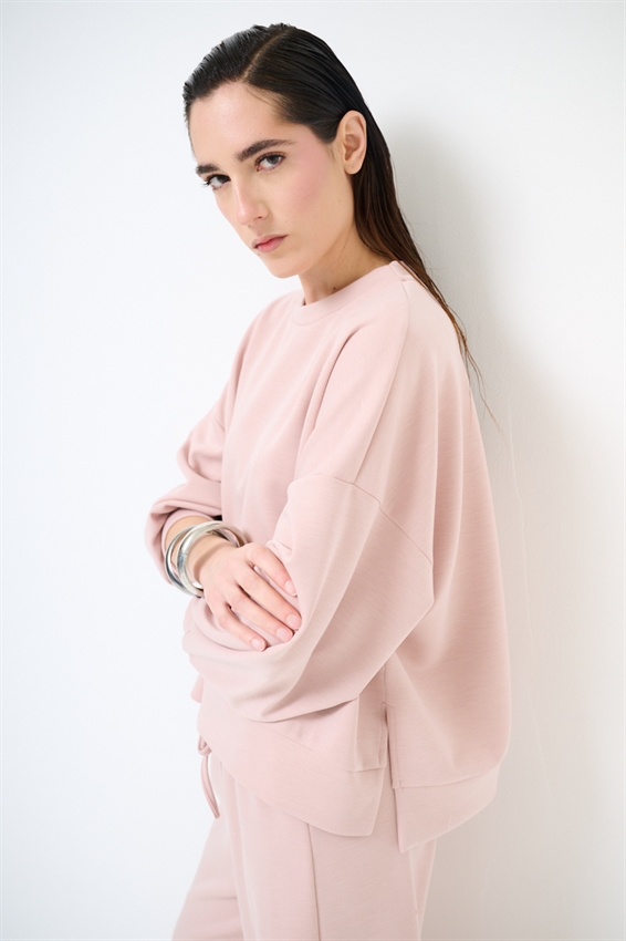 FELPA PARICOLLO OVERSIZE CON SPACCHI IN MODAL