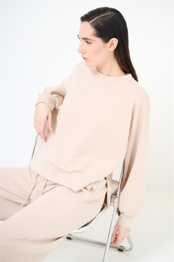 FELPA PARICOLLO OVERSIZE CON SPACCHI IN MODAL