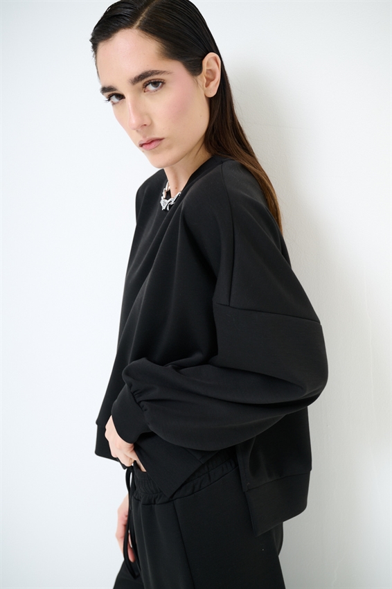 FELPA PARICOLLO OVERSIZE CON SPACCHI IN MODAL