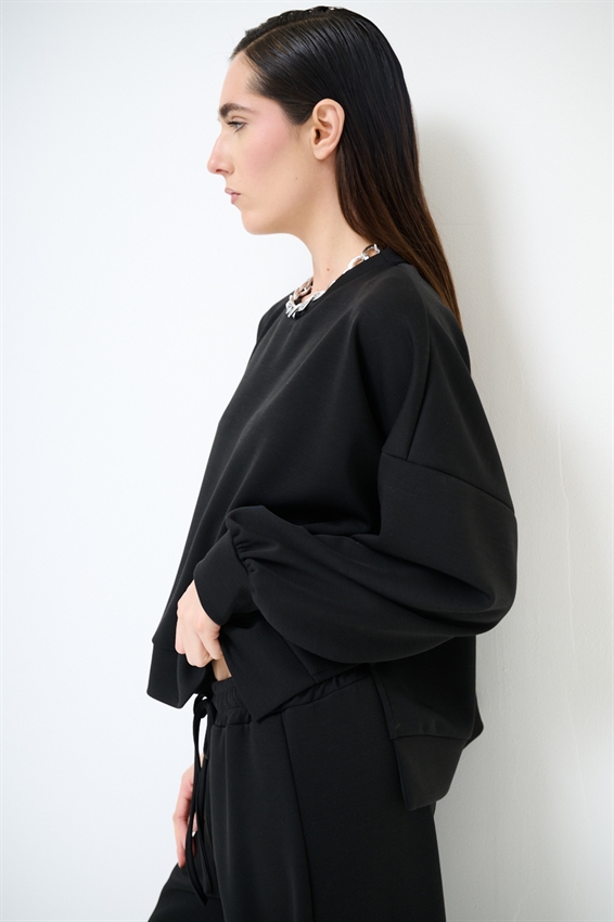 FELPA PARICOLLO OVERSIZE CON SPACCHI IN MODAL