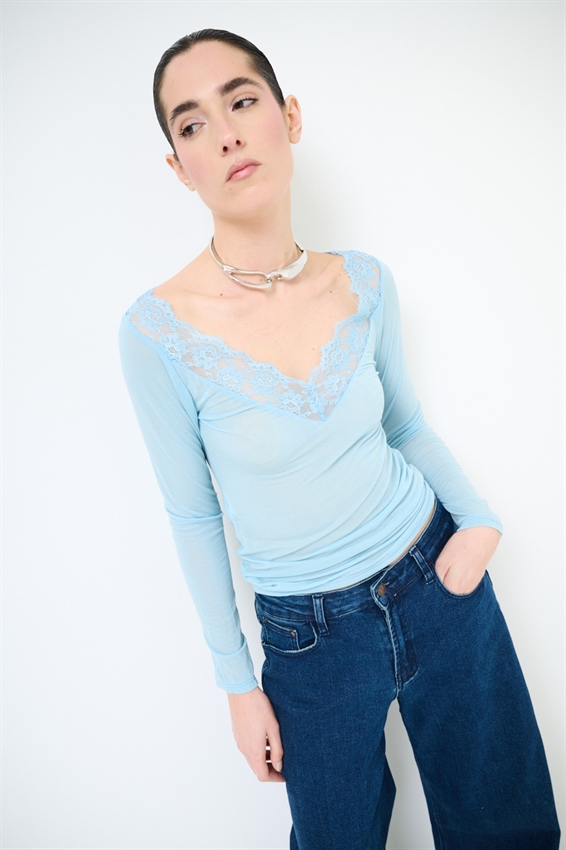MAGLIA SCOLLO V CON PIZZO MODAL