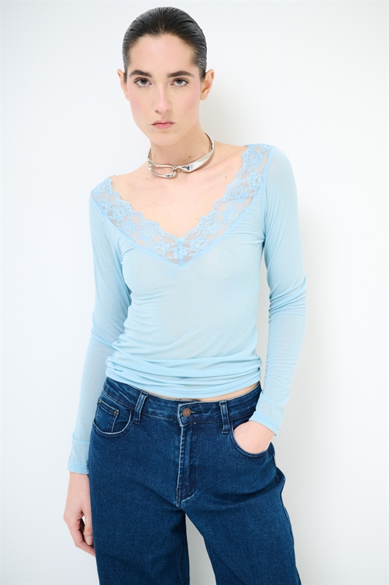 MAGLIA SCOLLO V CON PIZZO MODAL