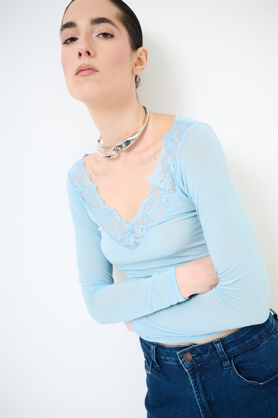 MAGLIA SCOLLO V CON PIZZO MODAL