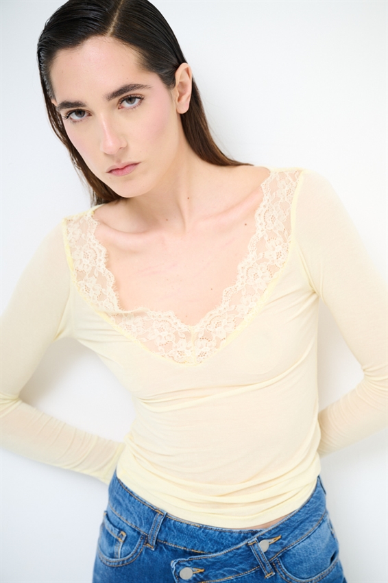 MAGLIA SCOLLO V CON PIZZO MODAL