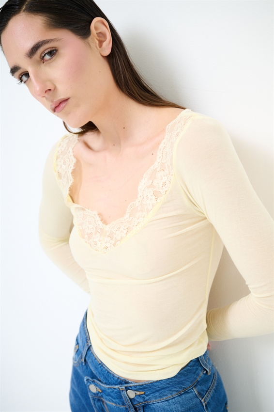 MAGLIA SCOLLO V CON PIZZO MODAL