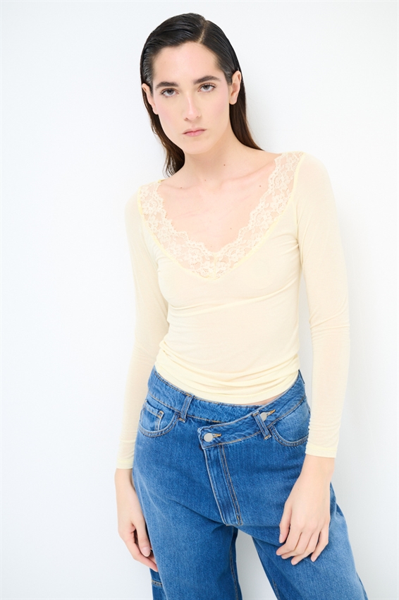 MAGLIA SCOLLO V CON PIZZO MODAL