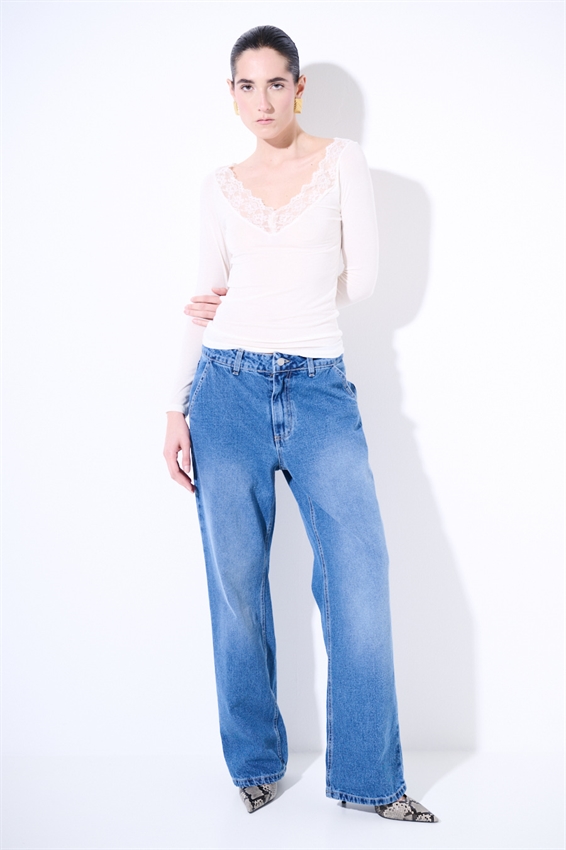 MAGLIA SCOLLO V CON PIZZO MODAL