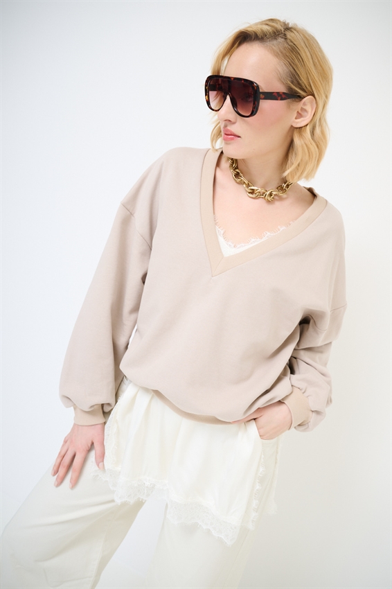 MAXI FELPA CON MINI ABITO SOTTOVESTE IN RASO