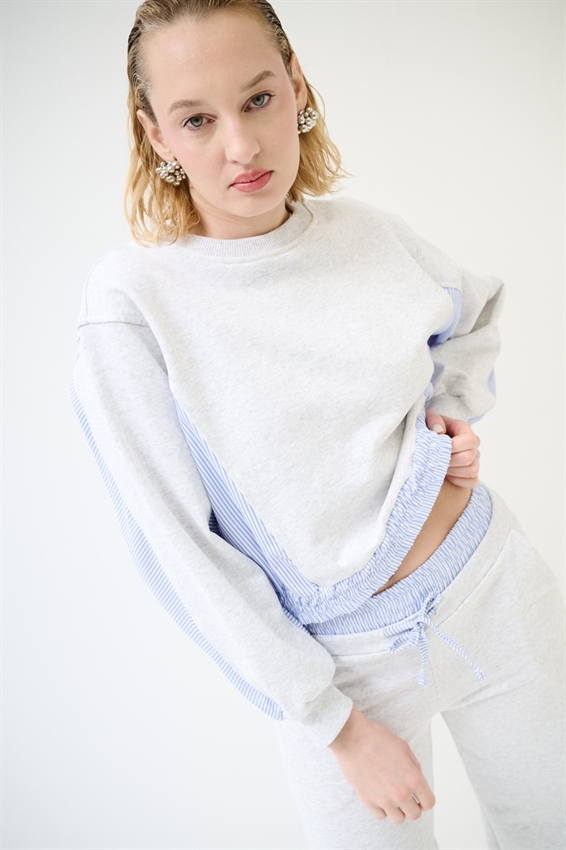 FELPA CON INSERTI RIGATI IN POPELINE