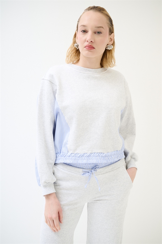 FELPA CON INSERTI RIGATI IN POPELINE