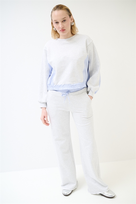 FELPA CON INSERTI RIGATI IN POPELINE